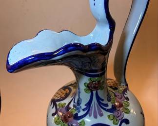 Valado Alcobaça Hand-Painted Floral Pitcher