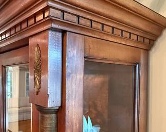 Empire Style Burl Wood Curio Cabinet
