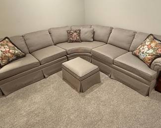 Ethan Allen Skirted Sectional Sofa with Ottoman