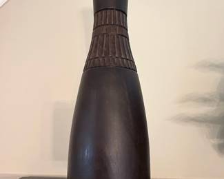 Hand-Carved Dark Wood Decorative Vase Style