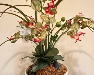 Phalaenopsis Orchid Faux Arrangement in Pedestal Pot