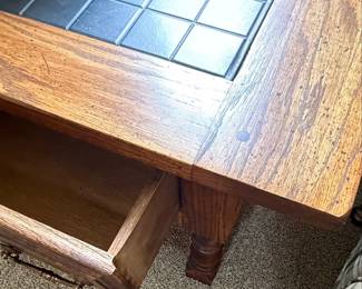 Oak Tile-Top Coffee Table