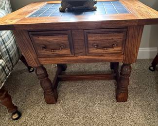 Oak Tile-Top Coffee Table