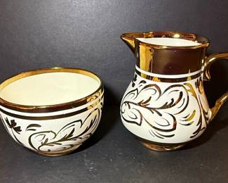 Wade Heath England Copper Luster Creamer and Sugar Set