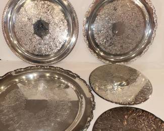 Silver Plate Serving Tray Collection - Wm. A. Rogers Style