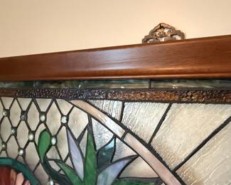 Tiffany Style Floral Motif Stained Glass Window Panel