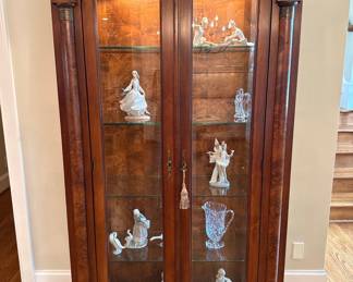 Empire Style Burl Wood Curio Cabinet
