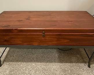 Industrial Style Wooden Storage Trunk Coffee Table
