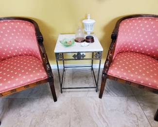 Chairs sold as set.  Table is a set of 2 also sold as set.
