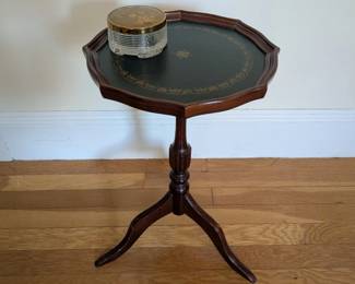 Bombay Company Mahogany Side Table With Green Leather Top