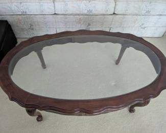 French Provincial Coffee Table With Glass Top