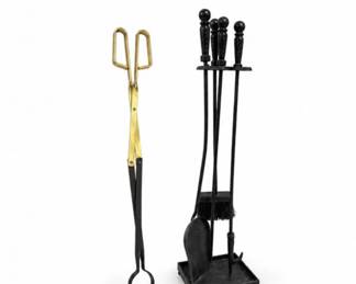 86 VintageFireplaceToolSetBrassIronHearthStand