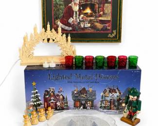 123 VintageChristmasDecorLotLightedVillageAngelsSet