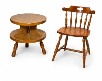 109 VintageOakSideTableChairSet