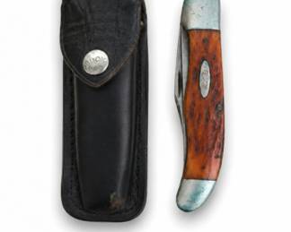 22 VintageCaseXXRedBoneFoldingPocketKnifeSheath