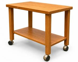 126 VintageDanishModernTeakRollingEndTableCartStand