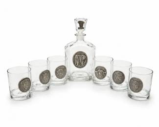 147 HeritageMetalworksPewterDecanterGlassesSet