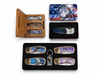 15 VintageWildlifeFoldingPocketKnifeGiftSetCollection