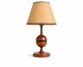 47 VintageTurnedWoodAccentTableLampwithShade