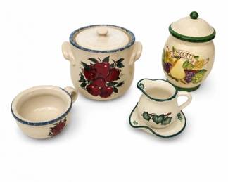 145 VintageCountryKitchenPotteryCanisterCollectionLot