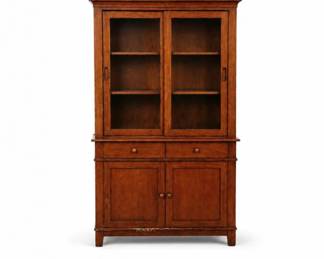 52 VintageWoodSlidingGlassDoorDisplayCabinetHutch