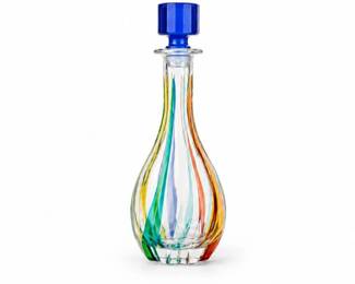 4 MuranoZecchinRainbowArtGlassDecanterBottleItaly