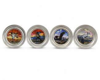 121 USHistoricalSocietyWildlifePewterPlatesSet