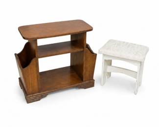 143 VintageWoodMagazineEndTableSideTableRackStand