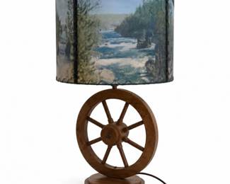 81 VintageBradleyWagonWheelWesternTableLamp