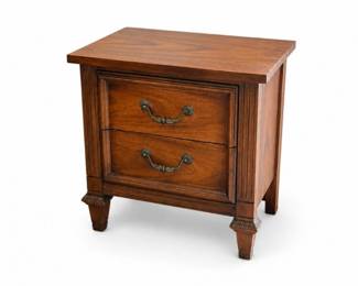 159 TraditionalWalnutTwoDrawerNightstandEndTable