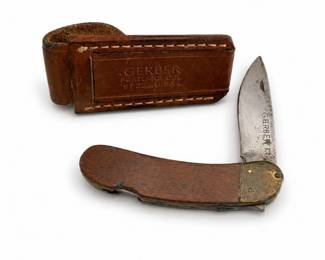 80 BjerklieNo12FoldingKnifewGerberLeatherSheath