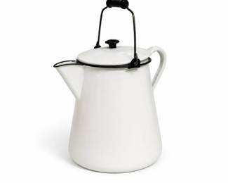 41 HugeVintageWhiteEnamelCoffeePotwithStrainerLid