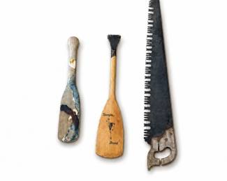 152 VintageHandSawFolkArtPaddleToolLot
