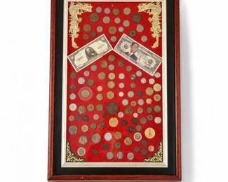 83 FramedWorldCoinCollectionDisplayShadowBoxArt