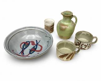 142 VintageStudioPotteryCollection5HandmadeStoneware