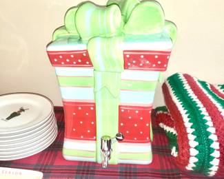 Large porcelain Christmas themed beverage server