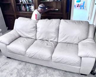 White Leather Couch with matching loveseat and chair