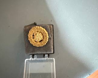 Gold Coin Pendant with Rose Motif