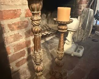 Ornate Cast Metal Candlesticks (Pair)