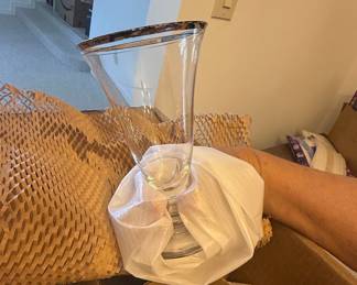 Mikasa Jamestown Platinum Trim Crystal Vase