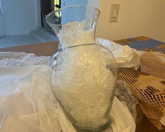 Large Clear Glass Trumpet Vase