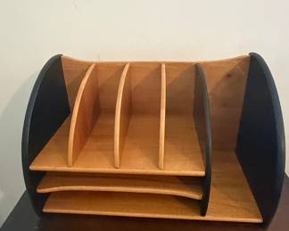 Vintage Curved Wooden Desk Organizer with Mail Sorter