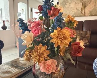 Artificial Floral Arrangement in Crystal Vase