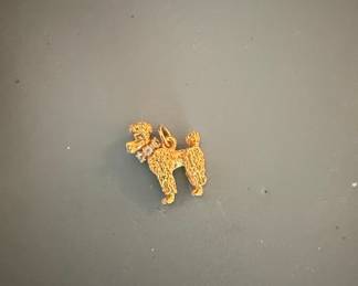 Gold Tone Poodle Charm and Monogram Pendant