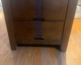Modern Dark Wood Nightstand with Textured Drawer Front