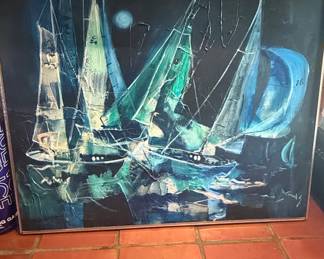 D. Gerard Sailboat Oil Painting