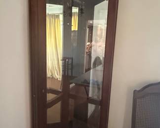 Vintage Mahogany Corner Curio Cabinet with Glass Door