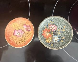Set of 2 Japanese Cloisonné Enamel Trinket Dishes