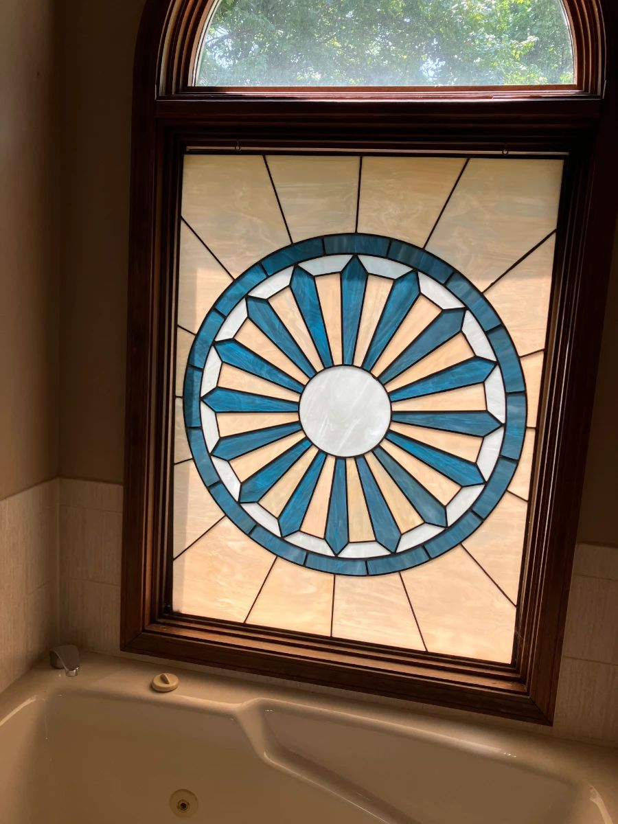 Large leaded stained-glass panel
