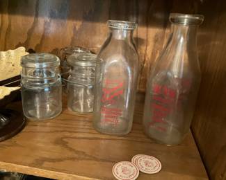 Milk bottles, canning jars
